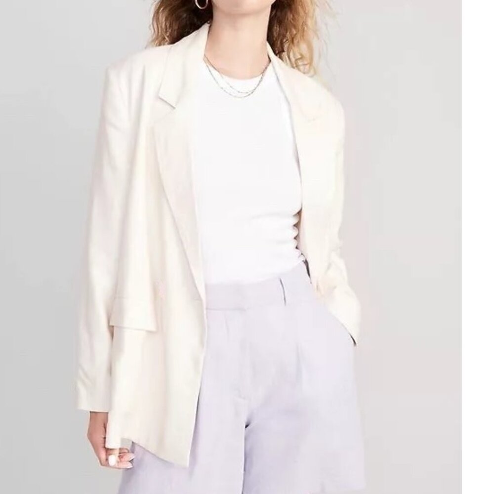 Coldwater Creek Tailored Linen Blazer with Notched Lapel Women Size 6P